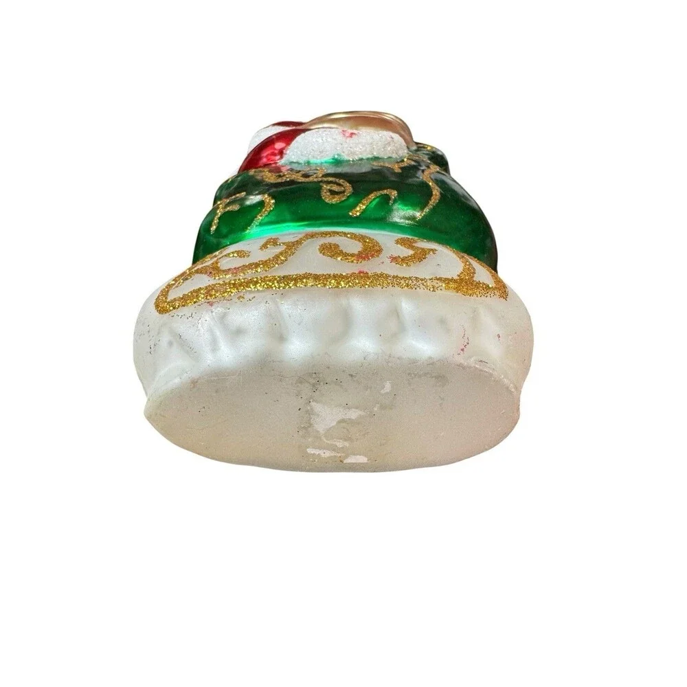 Santa’s Best Blown Glass Ornament Santa In Sleigh With Bag Of Toys 3D Colorful
